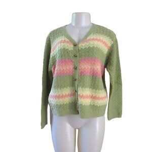 New without Tags, Vintage Liz Claiborne Green/Pink Y2K Cardigan in Sz Large